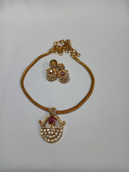 Khan's Collections Matte  Necklace Set Featuring  AD Stone