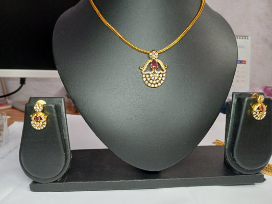 Khan's Collections Matte  Necklace Set Featuring  AD Stone