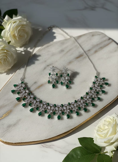 American Diamond Silver Brass Necklace