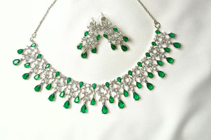 American Diamond Silver Brass Necklace
